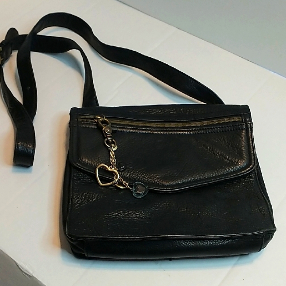 Elegant Black Leather Fossil Crossbody